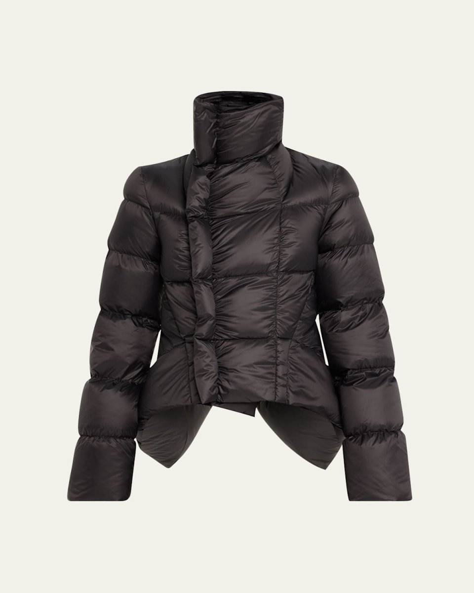 Wrap Funnel-Neck Puffer Jacket